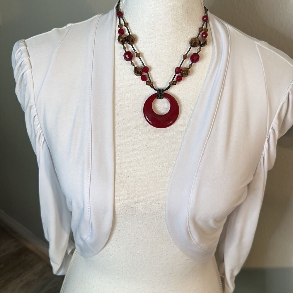 Joseph Ribkoff white Open Front 3/4 Sleeve with Ruching Shrug Size 4